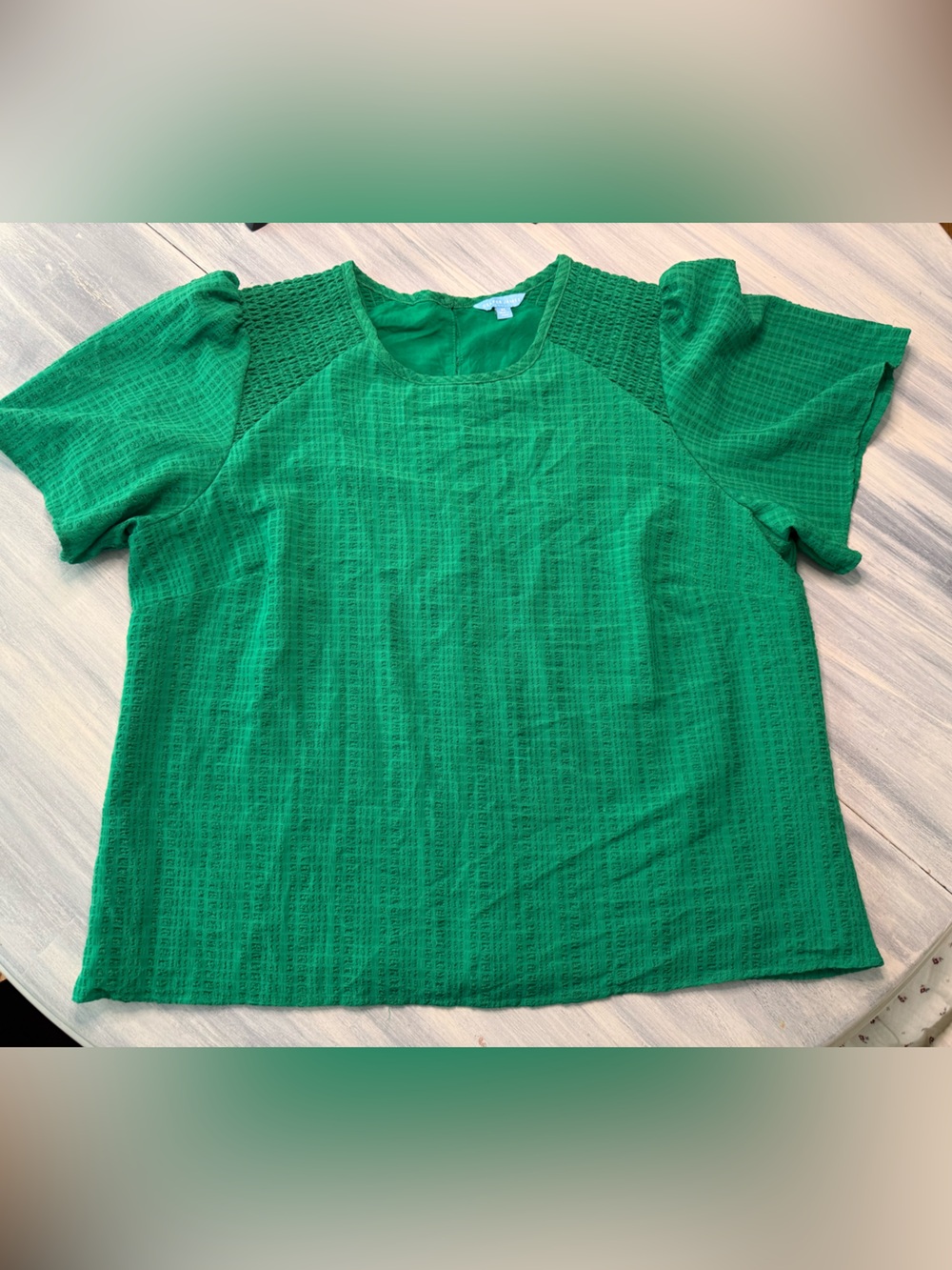 Draper James Kelley Green Top Short Sleeve XL